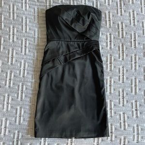 White House Black Market - Satin Strapless Cocktail Dress, Black, Size 0